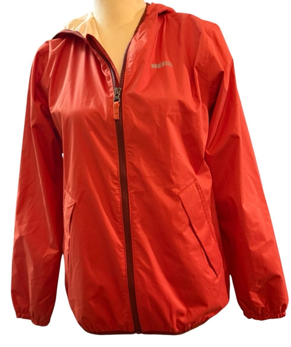 REI Co-Op Red Hooded Rain Jacket Windbreaker, Lightweight, Kids Large (14/16)